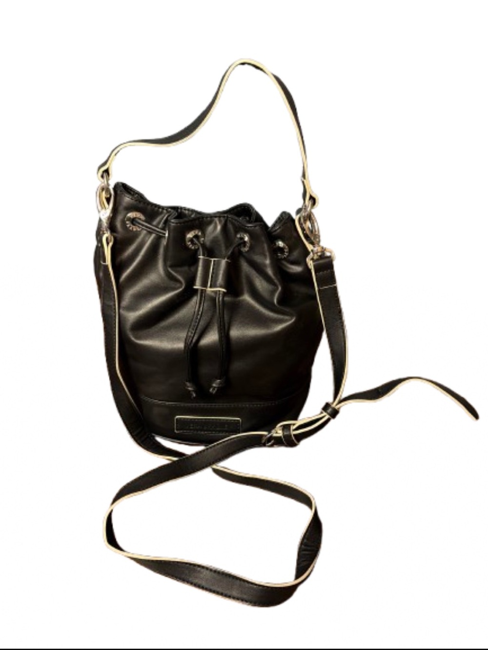 Vera Bradley Black Drawstring Bucket Shoulder Bag
